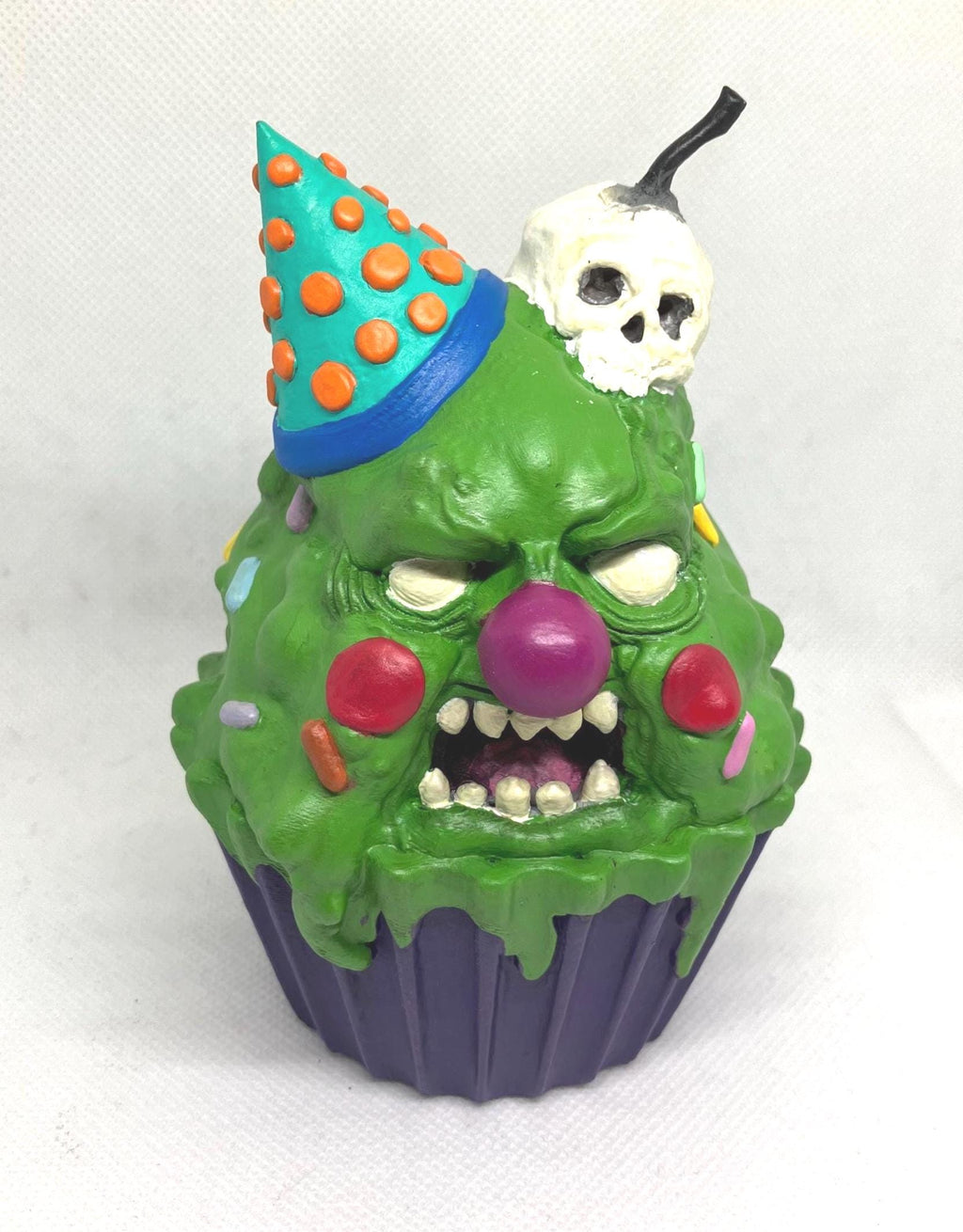 Hand-Painted Monster Cupcake – Creepy Halloween Decor __etsy:7154868690