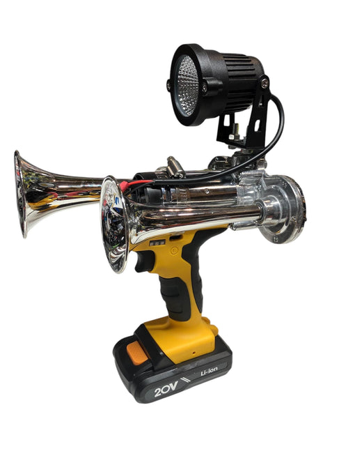 Dual Trumpet Air Horn With Light Hand Held Very Loud __etsy:6782053669