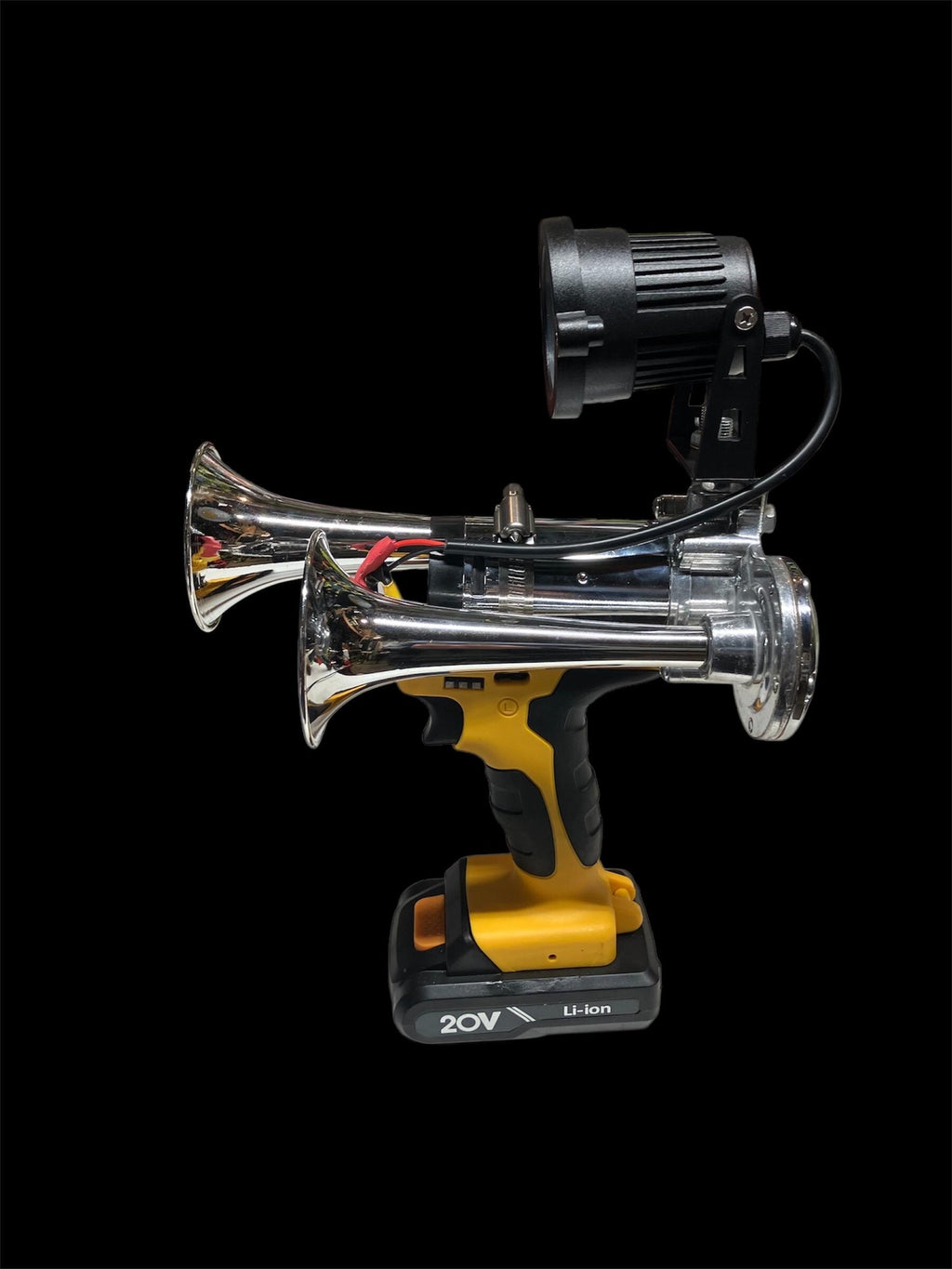 Dual Trumpet Air Horn With Light Hand Held Very Loud __etsy:6782053693