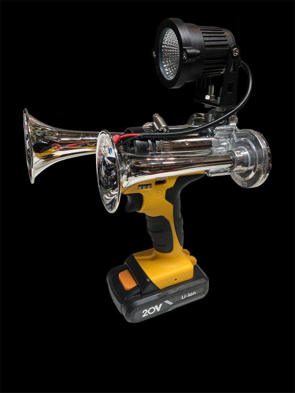 Dual Trumpet Air Horn With Light Hand Held Very Loud __etsy:6782060979