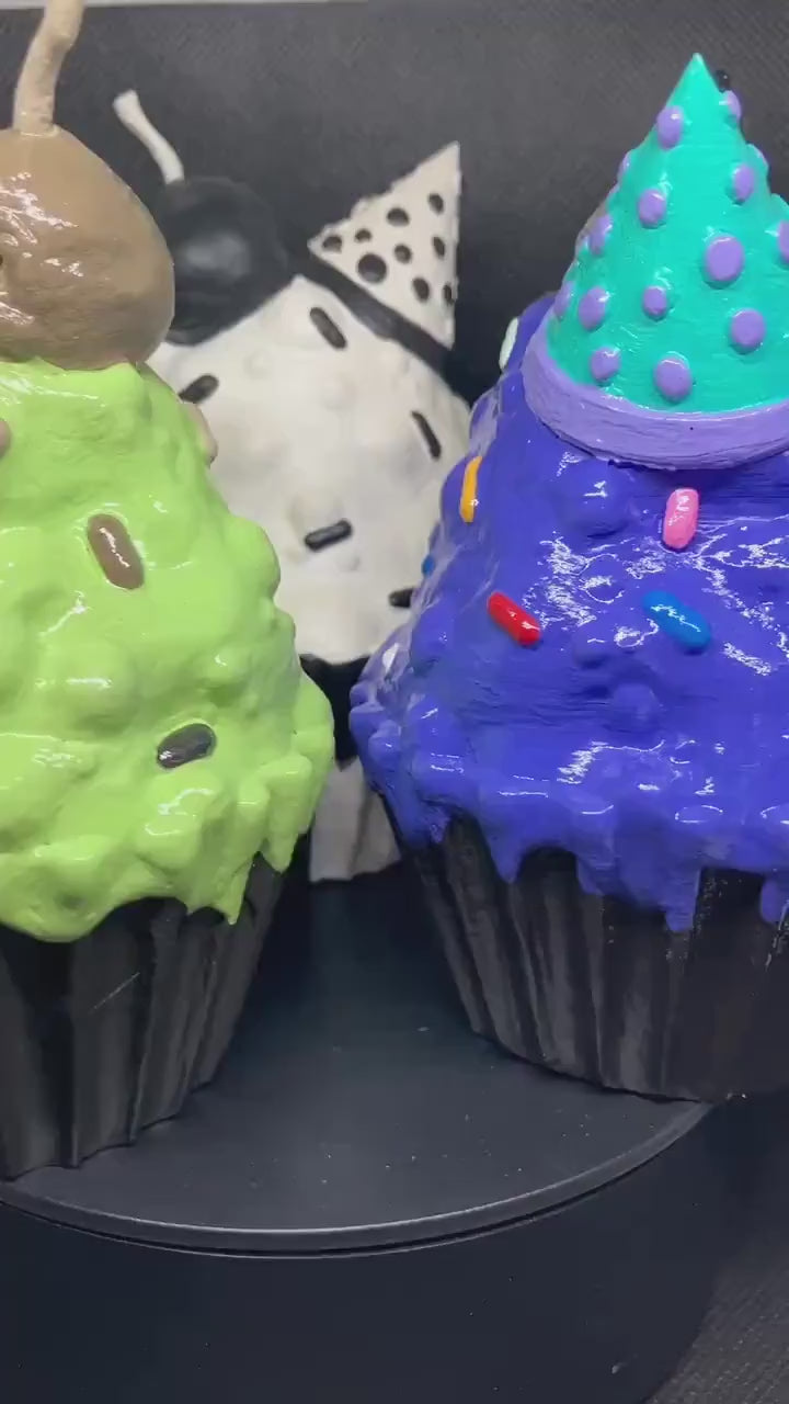 Hand-Painted Monster Cupcake – Creepy Halloween Decor